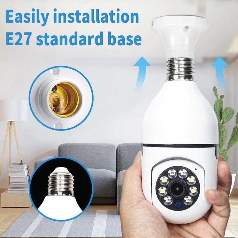 V380 Pro 1080P Smart Bulb WiFi Security Camera – 360° Panoramic View with Color Night Vision & Motion Tracking