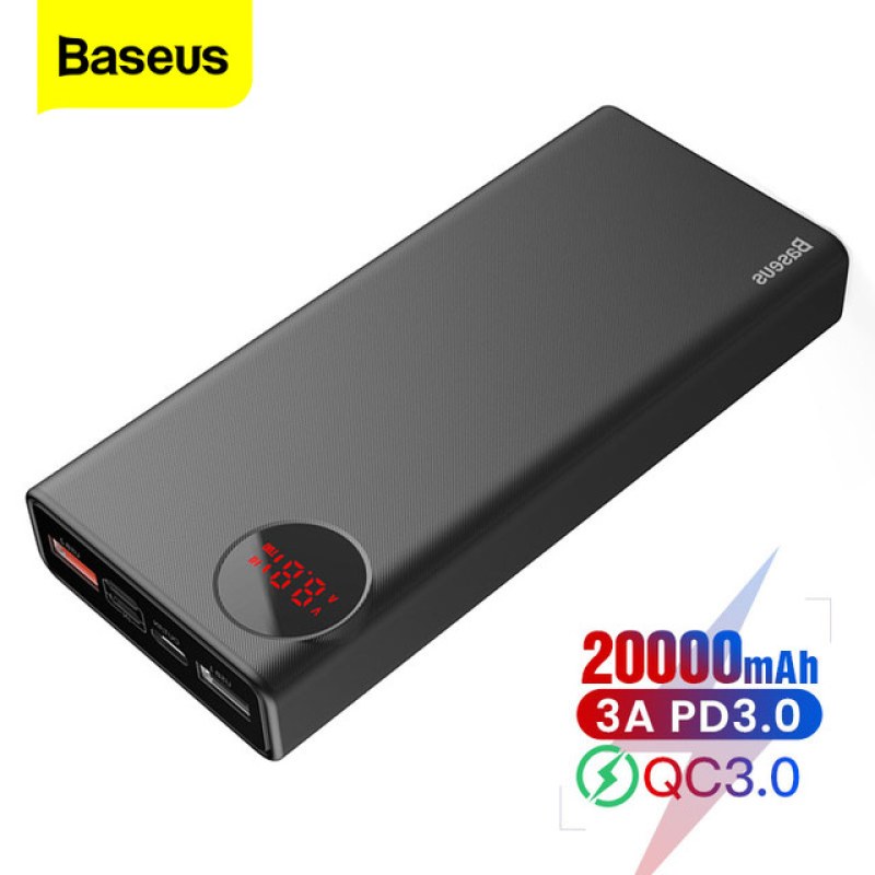 Baseus Adaman Metal Digital Display Power Bank 20000mAh – Fast Charging Portable Battery Pack