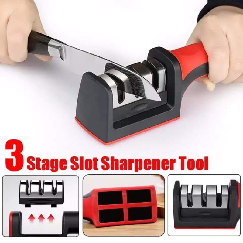 Stainless Steel Kitchen Knife Sharpener – Manual Knife Sharpening Tool & Blade Grinder