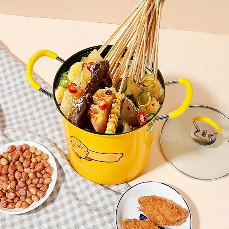 2L Multifunctional Deep Fryer Pot with Strainer Basket – Heat-Resistant Frying Pan with Anti-Scald Silicone Handle