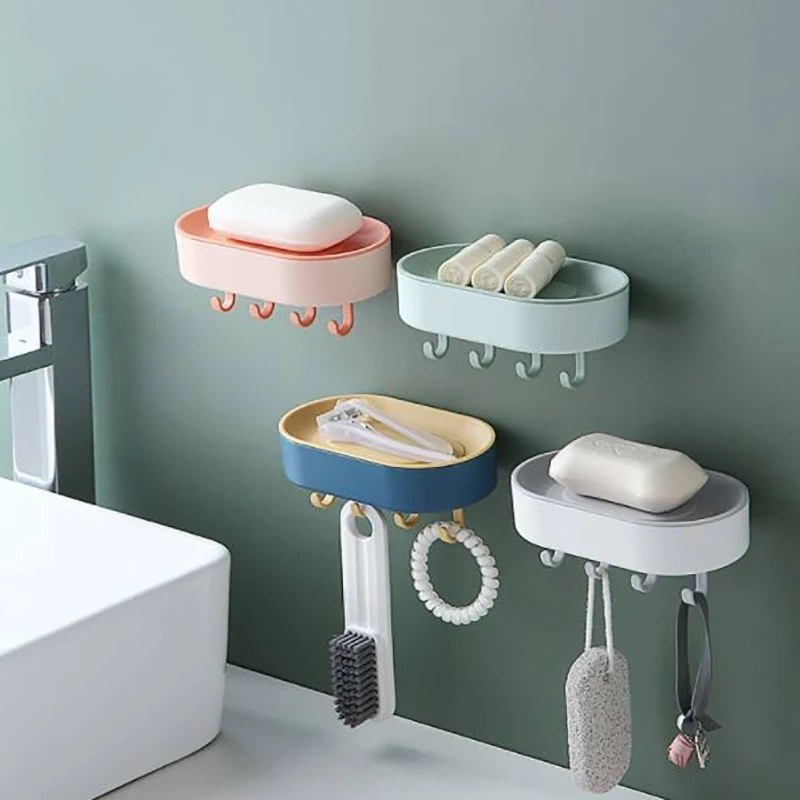 Multifunctional Punch-Free Bathroom Soap Storage Box – Wall-Mounted Soap Holder & Organizer