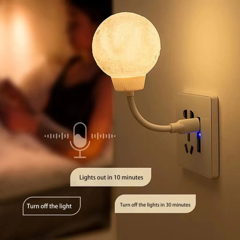 Smart Voice Control Moon Lamp 25cm – 3 Lighting Modes LED Night Light with Brightness, Color & Timer Control