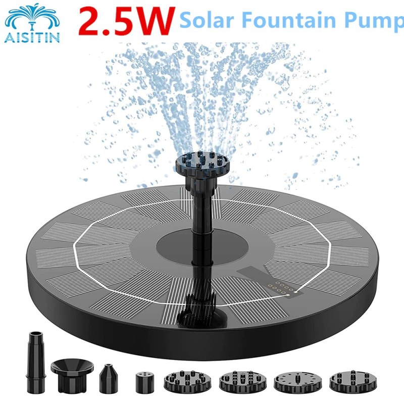 2.5W Solar Fountain Pump with 6 Nozzles – Floating Solar Water Pump