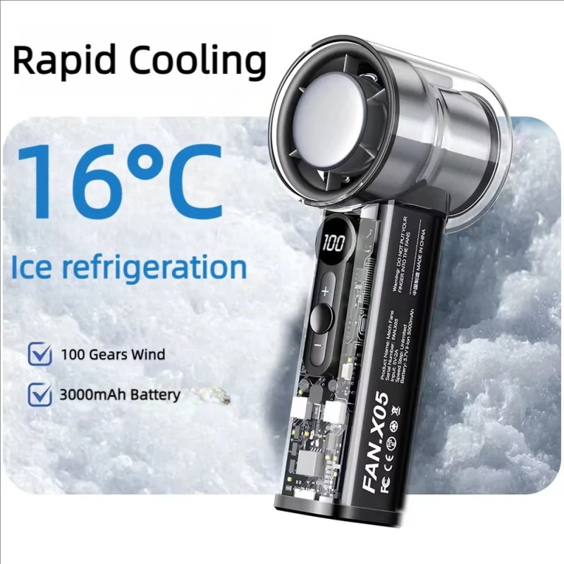 X05 Semiconductor Refrigeration Turbo Fan | High-Speed Handheld Fan 3000mAh