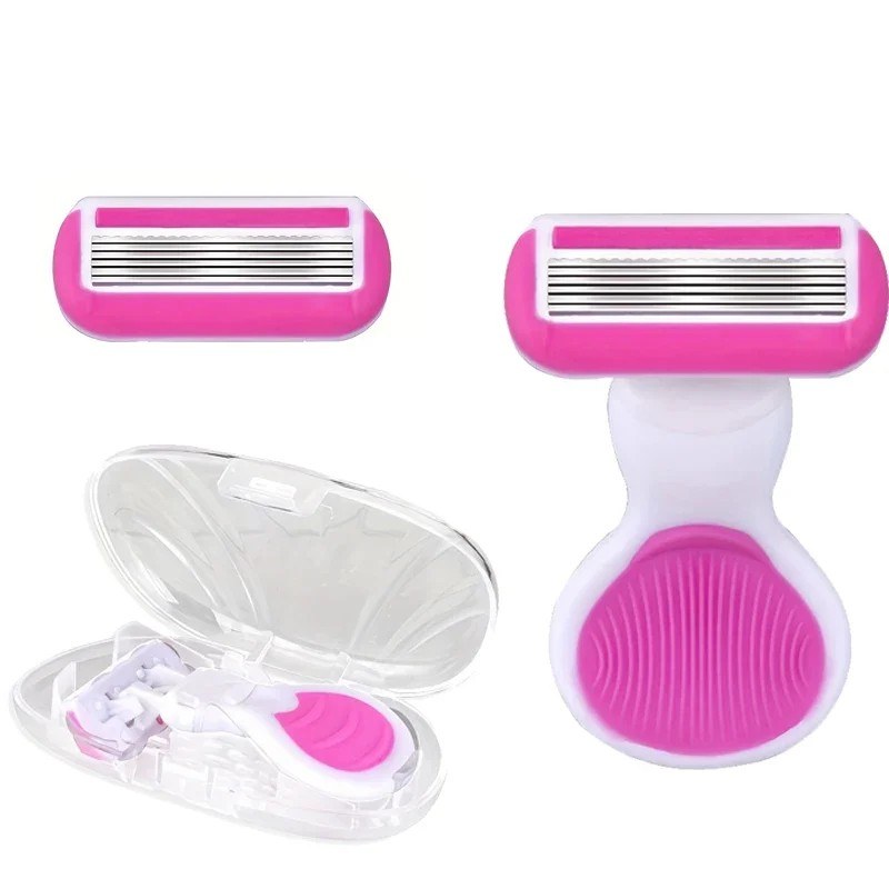 6-Layer Lady Portable Shaver Travel Set | Mini Razor Hair Removal & Soap Case Kit